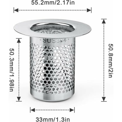 Shower Hair Filter, 3 pcs Stainless Steel Bathroom Sink Strainer, 5.5 X 5Cm Sink Stopper Filter For Balcony, Kitchen