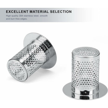 Shower Hair Filter, 3 pcs Stainless Steel Bathroom Sink Strainer, 5.5 X 5Cm Sink Stopper Filter For Balcony, Kitchen