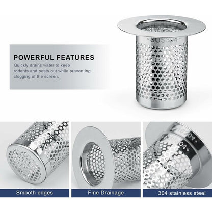 Shower Hair Filter, 3 pcs Stainless Steel Bathroom Sink Strainer, 5.5 X 5Cm Sink Stopper Filter For Balcony, Kitchen