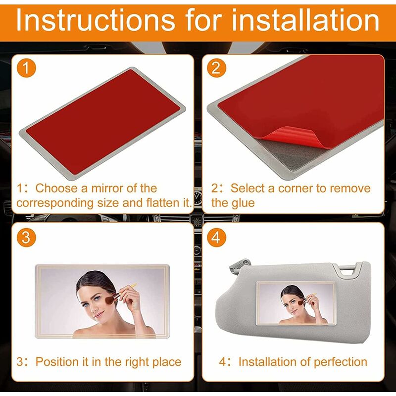 Car Sun Visor Mirror, Car Sun Visor Mirror, Car Vanity Mirror, Car Vanity Mirror, Car Makeup Mirror, Small, 110 X 65 Mm