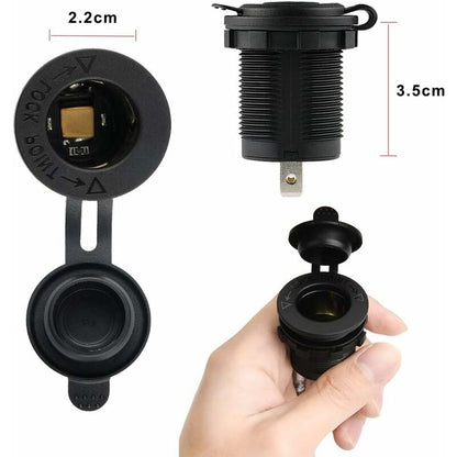 2 Pack Cigarette Lighter Socket, Waterproof Marine Grade For Boat, Motorcycle, Car, With 1M Connection Cable 12V/24V Dc