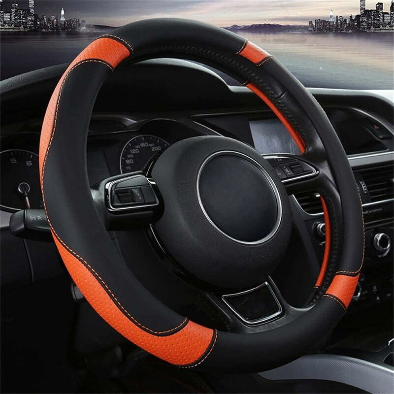 Car Steering Wheel Cover Microfiber Leather Steering Wheel Covers Universal 37-38Cm / 15" Non-Slip Breathable Durable