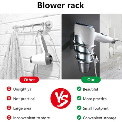 Hair Dryer Holder Aluminum Wall Mount Hair Dryer Holder Cable Rack For Kitchen Bathroom Accessories (Silver)
