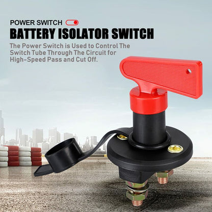 Battery Isolator Switch With 1 Key, 12V/24V Automotive Car Battery Cut Off Switch Emergency Power Cut Off Switch With