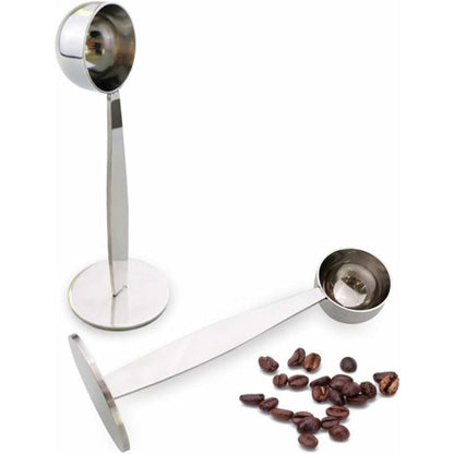 2-In-1 Coffee Scoop Holder Espresso Coffee Measuring Spoon Stamp Stainless Steel Coffee Scoop Measuring And Tamping