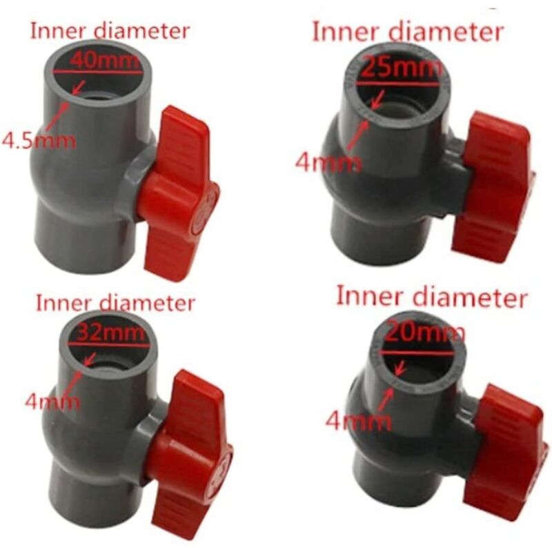 Pvc Ball Valve, U-Pvc Plastic Valve, Straight Connectors For Flow Control And Shutoff (Φ20Mm)