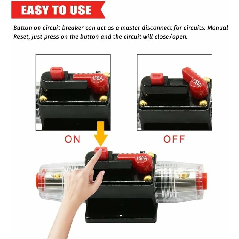 Car Fuse Circuit Breaker, Auto Circuit Breaker Car Protection 12V - 24V Dc, Manual Reset Switch Car Audio Fuse, Inline