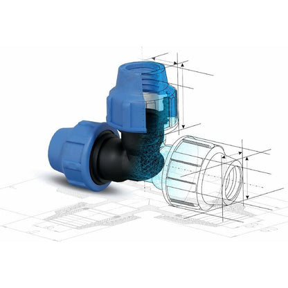 Water Pipe Tee Fittings, 25Mm X 25Mm X 25Mm, Pn16 Compression Pipe Fittings, Connectors Compatible With Pe80 And Pe100