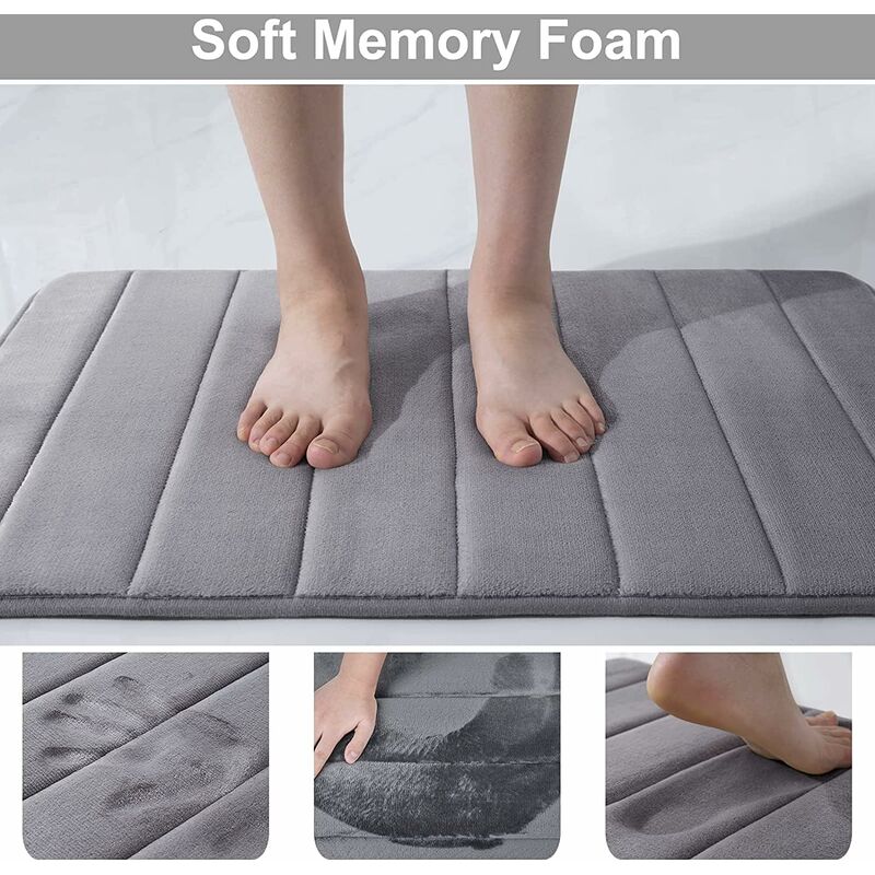 Non-Slip Memory Foam Toilet Mat With Cutout 50 X 60 Cm, Absorbent, Washable For Toilet, DArk Grey
