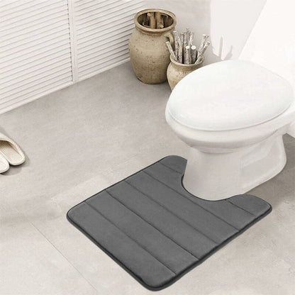 Non-Slip Memory Foam Toilet Mat With Cutout 50 X 60 Cm, Absorbent, Washable For Toilet, DArk Grey