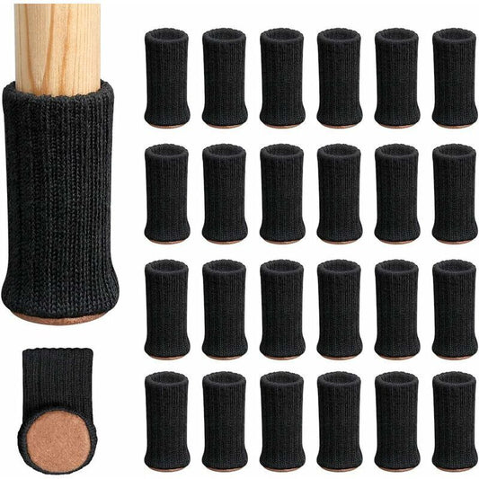 24 pcs Chair Leg Socks, Furniture Leg Caps, Non-Slip Chair Leg Pads For Fits 1"-2" Diameter Chair Legs, Black