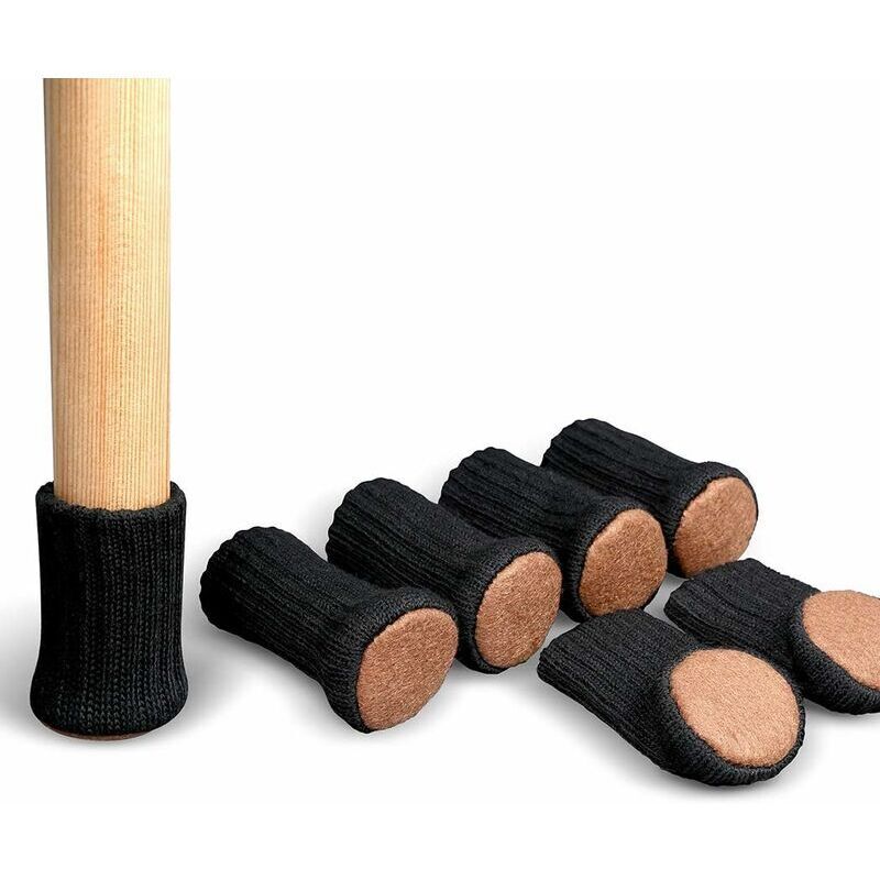 24 pcs Chair Leg Socks, Furniture Leg Caps, Non-Slip Chair Leg Pads For Fits 1"-2" Diameter Chair Legs, Black