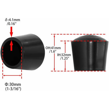 4 pcs ROund Non-Slip Synthetic Rubber Chair Leg Caps 30Mm, 3.0Cm Diameter, Black