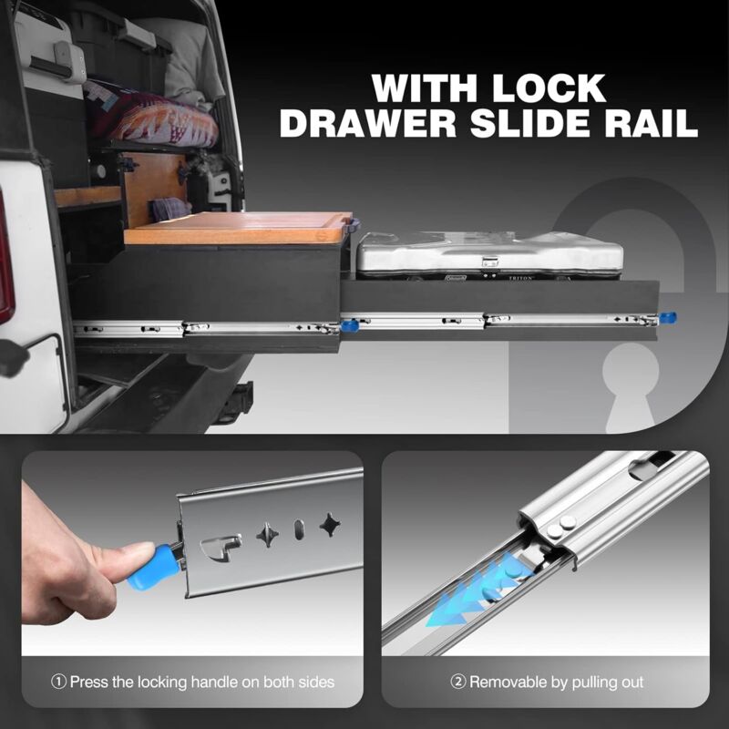Heavy Duty Drawer Slide With Lock Fixing Drawer Slide 120Kg Load Capacity Ball Bearing 1 Pair (30Cm)