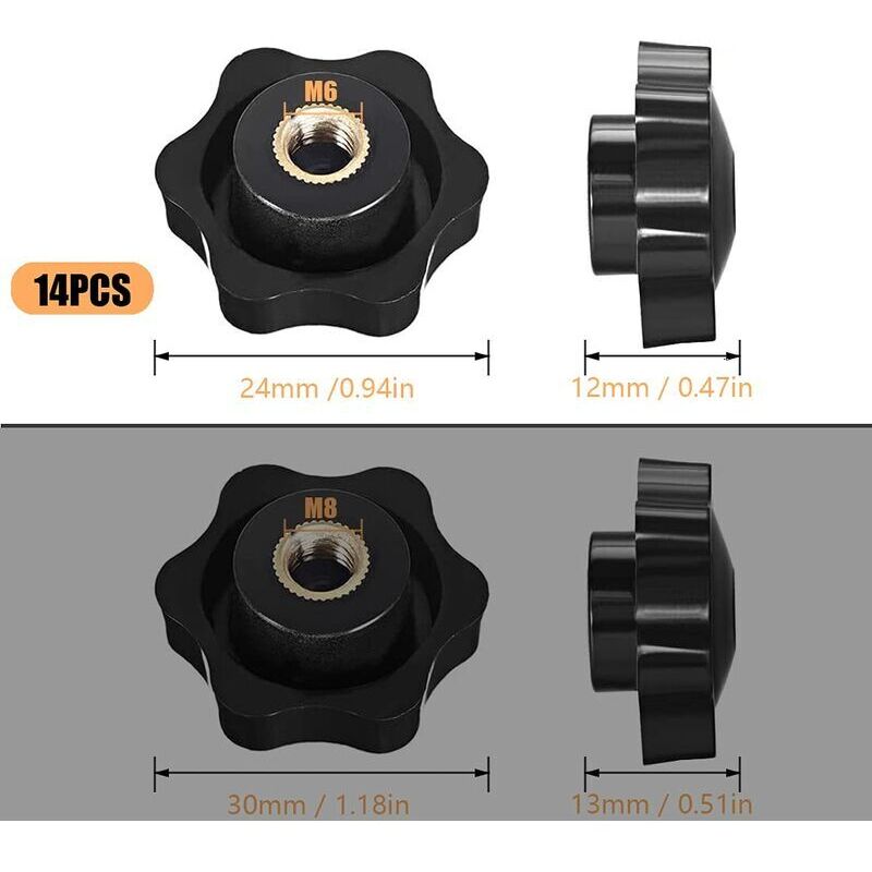 Star Head Clamping Knob, Star Head Clamping Nuts Knob, Clamping Nuts Star Shape Handle, Thread Clamping Knob, For