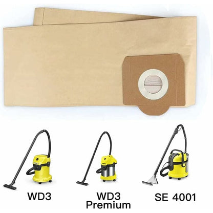 5 pcs Upright Vacuum Cleaner Bag, For Karcher Wd3, Wd 3 Premium, Wd3200, Wd3500P, A2204, A2204, A2534, Se4001,