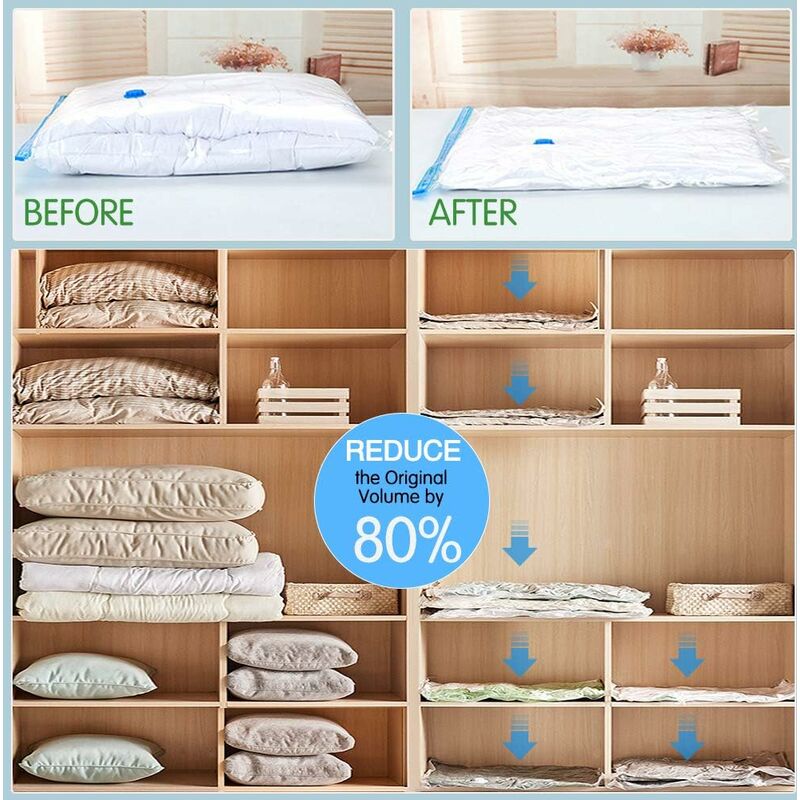 4 Pack Vacuum Storage Bags (2 Jumbo 100X80Cm, 2 Large 80X60Cm), Waterproof Bag For Duvets, Pillows, Clothes With Travel