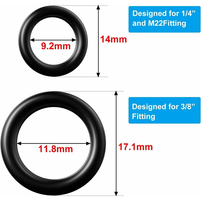 50 pcs Pressure Washer O-Rings Replacement For 1/4 Inch, 3/8 Inch, M22 Quick Connect Coupler (O Ring, 50 pcs)