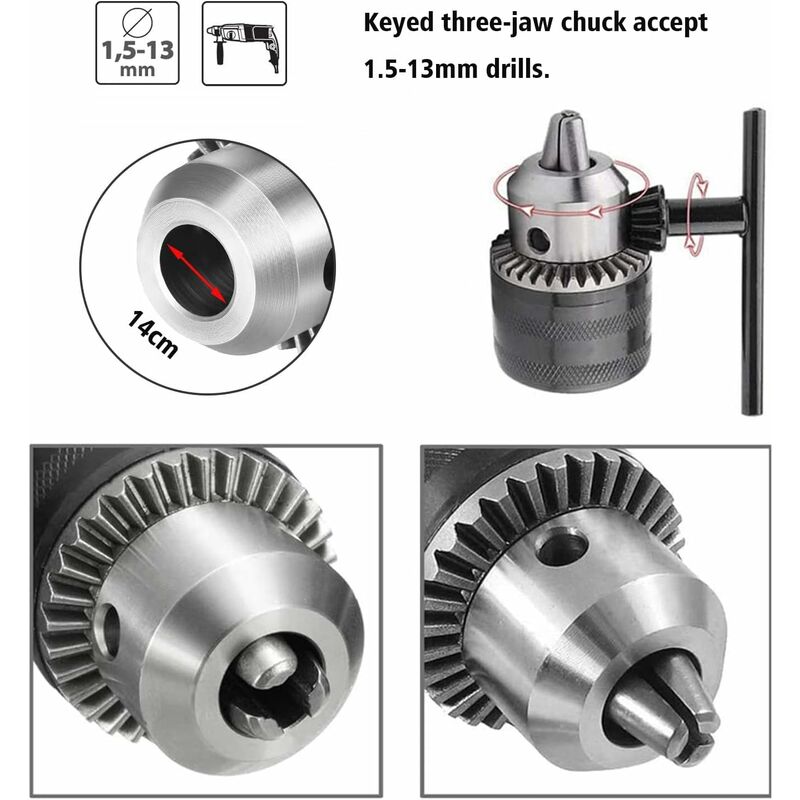 1.5-13Mm Drill Chuck 1/2-20 Unf With Sds Plus Adapter And Wrench Drill Chuck Quick Change Chuck With Key For Drilling