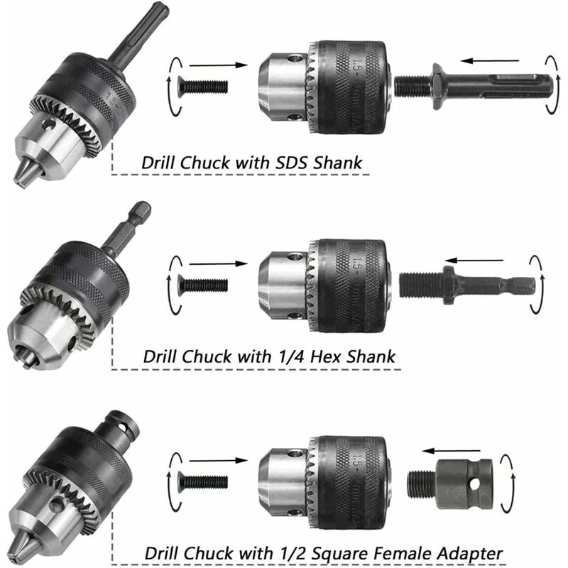 1.5-13Mm Drill Chuck 1/2-20 Unf With Sds Plus Adapter And Wrench Drill Chuck Quick Change Chuck With Key For Drilling