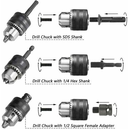 1.5-13Mm Drill Chuck 1/2-20 Unf With Sds Plus Adapter And Wrench Drill Chuck Quick Change Chuck With Key For Drilling