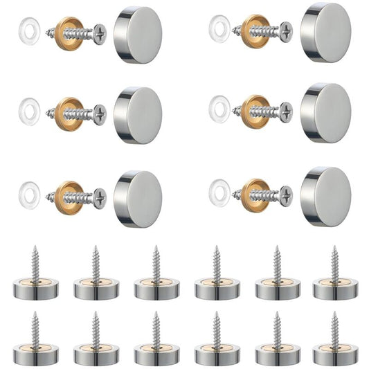 20 pcs Brushed Stainless Steel Screws With Decorative Caps For Mirrors, Tables, Plates, Cabinets, Glass Panels Silver