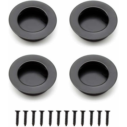 4 pcs ROund Recessed Handles, 40Mm Stainless Steel Sliding Door Handle, Black Furniture Handles Can Be Used For