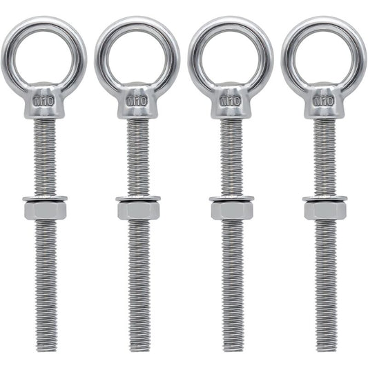 Eye Bolts M10 X 100Mm Stainless Steel Metric Thread M10 Eye Bolts For Fixing And Hanging, 4 pcs