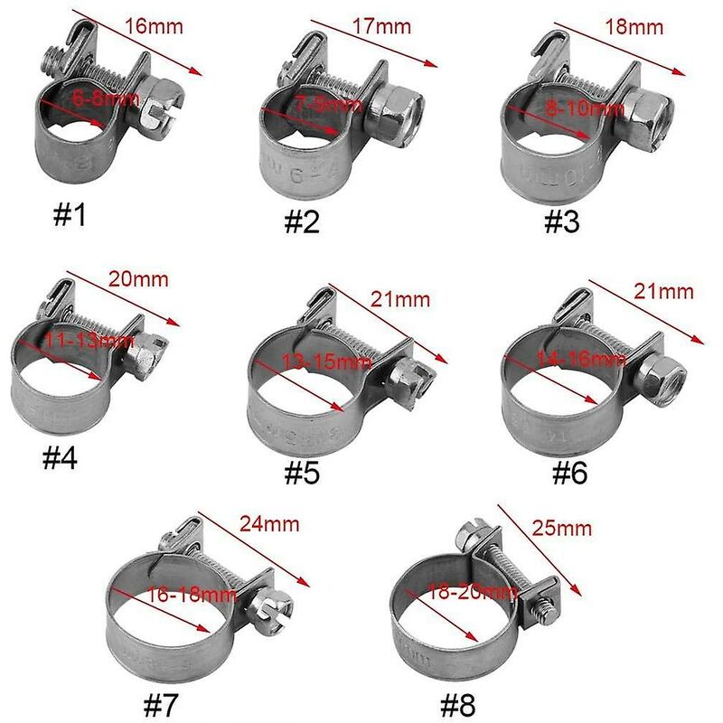 10 pcs Heavy Duty Stainless Steel Fuel Hose Clamps 6Mm-20Mm Optional Size For Plumbing (13-15Mm)