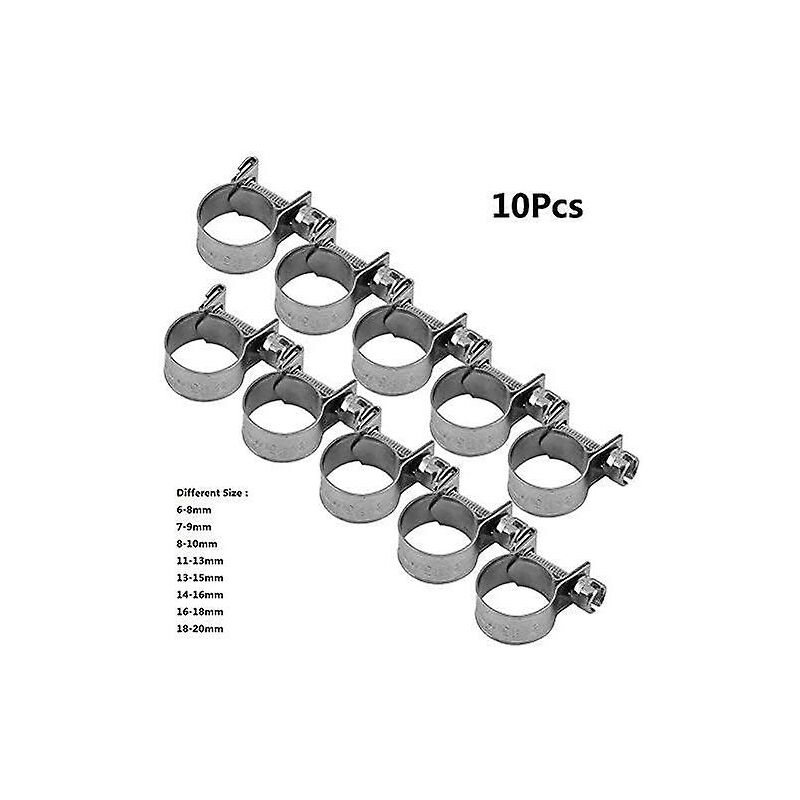 10 pcs Heavy Duty Stainless Steel Fuel Hose Clamps 6Mm-20Mm Optional Size For Plumbing (13-15Mm)