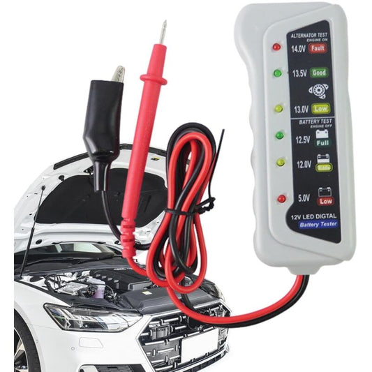 Car Battery Tester,High Accuracy LED Light 6V 12V Auto Battery Analyzer - Voltage Testers With Ergonomic Handle,