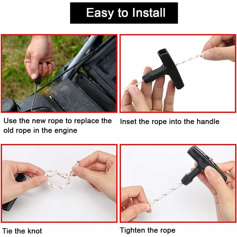 Starter ROpe/Pull Cord (3.5Mm 10M) With Starter Handle, Lawn Mower, Lawn Mower, Chainsaw, Brush Cutter, Universal Engine