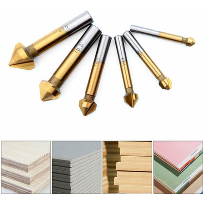 Countersink Metal Wood, Titanium Drill Bit Metal Chamfer Hss 90 Degree 6.3Mm, 8.3Mm, 10.4Mm, 12.4Mm, 16.5Mm, 20.5Mm