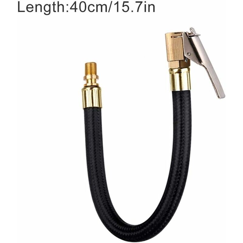 Tire Inflator Pump Hose, Motorcycle Valve Air Rubber Hose Lock-On Tire Chuck With Clip For Motorcycle Car Bike Hose