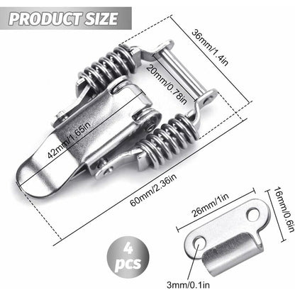 4 pcs Stainless Steel Spring Loaded Lever Latch Tension Lock Toggle Latch Tension Lock Box Lock For Suitcase Drawer
