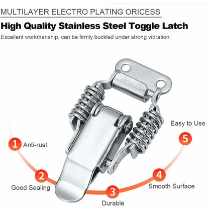 4 pcs Stainless Steel Spring Loaded Lever Latch Tension Lock Toggle Latch Tension Lock Box Lock For Suitcase Drawer