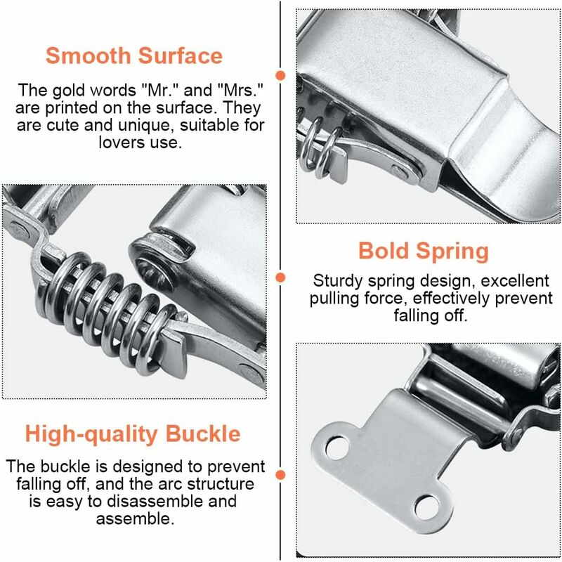 4 pcs Stainless Steel Spring Loaded Lever Latch Tension Lock Toggle Latch Tension Lock Box Lock For Suitcase Drawer