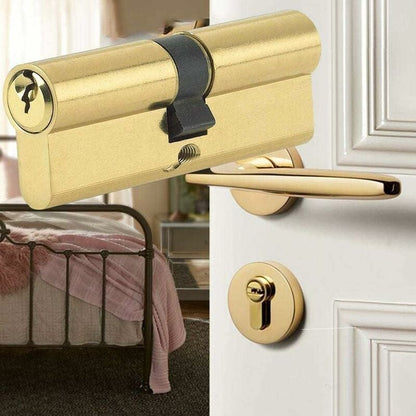 Lock Cylinder 40/40 (80Mm), Homek Double Cylinder Door Lock European Cylinder With 8 Keys, Brass Finish, Anti-Drill