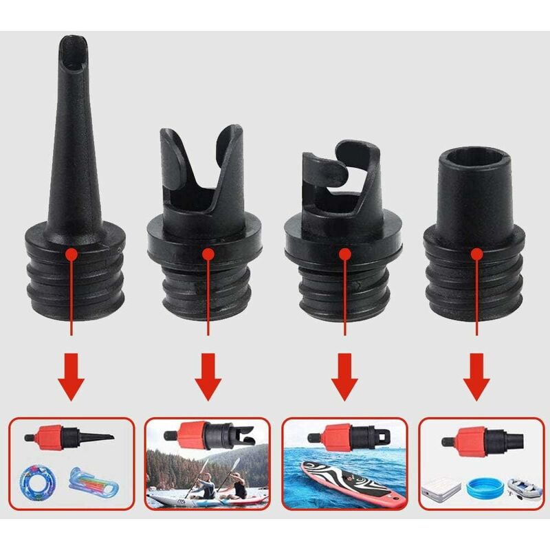 Inflatable Kayak Pump, Sup Air Inflation Valve Adapter And Gas Nozzle 4 pcs For Inflatable Structures