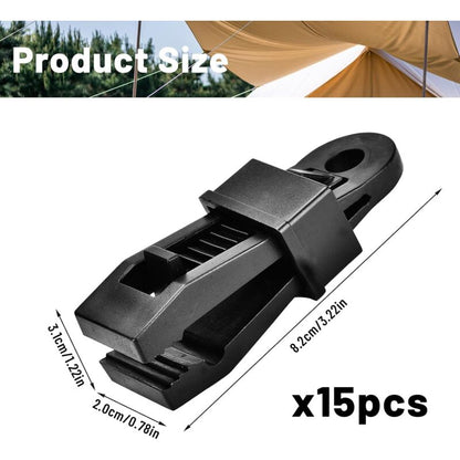 Tent Clip, 15 pcs Tarp Clips, Tarp Clamp, Black Heavy Duty Tarp Clips For Tents, Outdoor Camping, Awnings, Boat Covers,