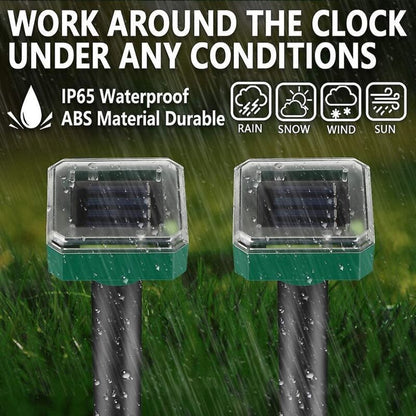 2 Pack Solar Rat Repellent Stakes - Ultrasonic Rat Repellent - Solar Rat Repellent For Snakes, Voles, Other Animals