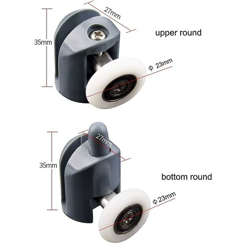 Shower Door ROllers 8 Pieces Shower Door ROllers 23Mm Shower Door ROllers Shower Cabin ROllers For Bathroom, 4 Upper