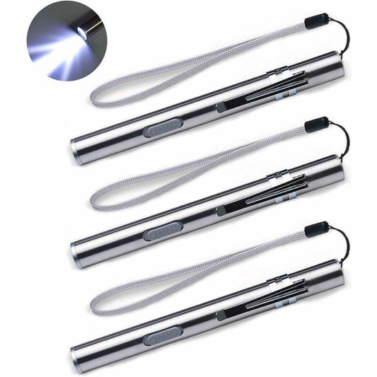 3 Pack Nurse Pen Light Medical Pen Light Usb Rechargeable LED Flashlight Stainless Steel Torch For Doctors Students