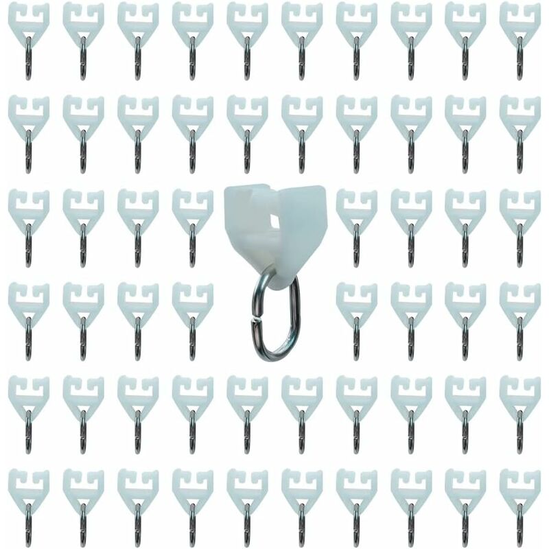 Curtain Track ROllers-80 pcs Outdoor Rail Curtain Hook Rail Slider Rail,Plastic Curtain Pulley(White)