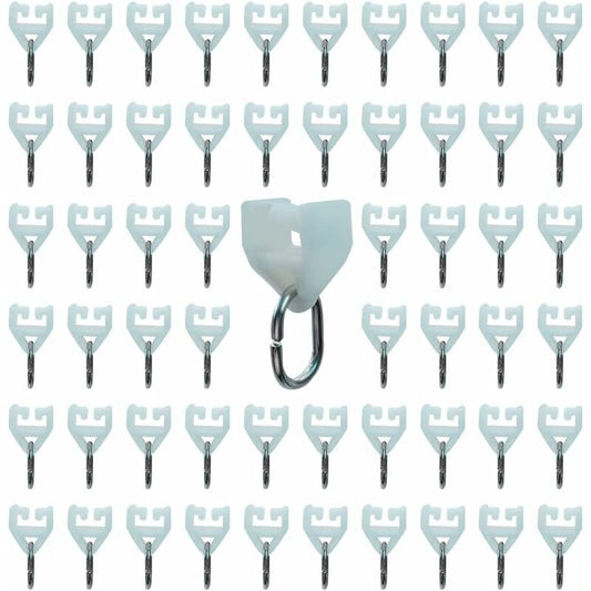 Curtain Track ROllers-80 pcs Outdoor Rail Curtain Hook Rail Slider Rail,Plastic Curtain Pulley(White)