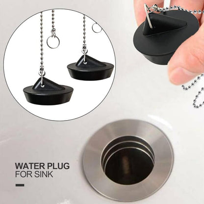 2 Pieces Rubber Sink Plug With Ball Chain Stopper, Universal Stainless Steel Sink Plug With Hook For Kitchen Sink Or