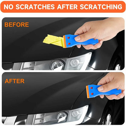 3 Pieces Plastic Scraper With 50 Pieces Plastic Blades Scrapers Ceramic Hob Glass Plate Scraper For Removing Glue