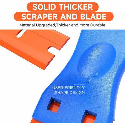 3 Pieces Plastic Scraper With 50 Pieces Plastic Blades Scrapers Ceramic Hob Glass Plate Scraper For Removing Glue