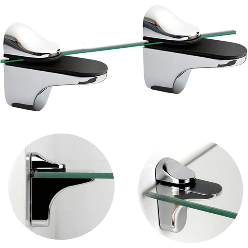 Adjustable Glass Shelf Bracket, 4 pcs Glass Shelf Support, Wall Mounted Glass Clamp, Glass Shelf Bracket, For Glass