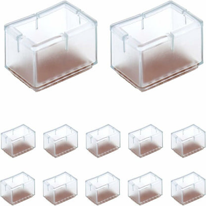 12 pcs Rectangle Silicone Chair Leg Protectors For Chair/Table/Sofa Legs Width 24-30Mm X Length 39-47Mm
